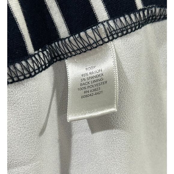 CJ Banks Navy and White Stripe Short Sleeve Lace Up Back Top Size 2X EUC - Picture 4 of 5
